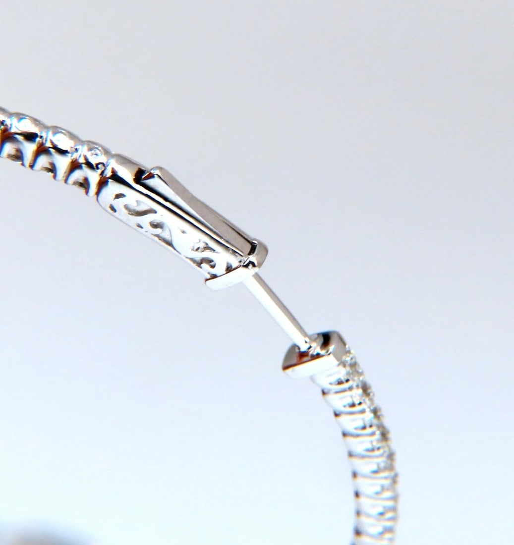 4.07ct Natural round brilliant in/out diamond hoop earrings 14 Karat 2.2 Inch** - 3