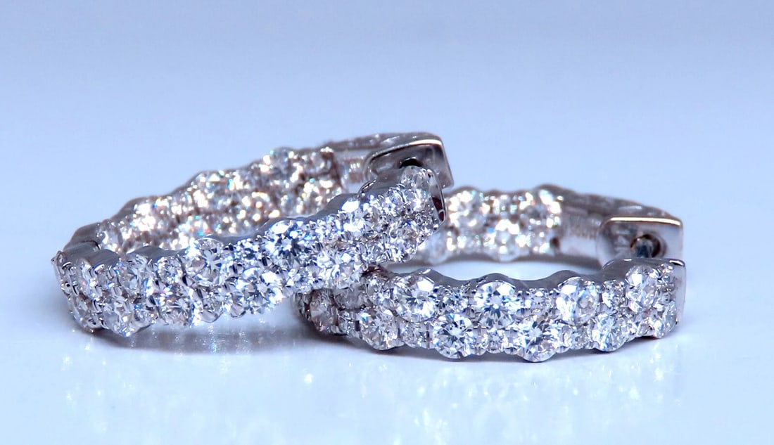 1.20ct Natural Round Diamond mini hoop earrings 14kt white gold Dime**: Title: 1.20ct Natural Round Diamond mini hoop earrings 14kt white gold Dime** Description: Dime-sized natural diamond hoop earrings. 1.20ct. round brilliant diamonds G color vs2 clarity 14 karat white