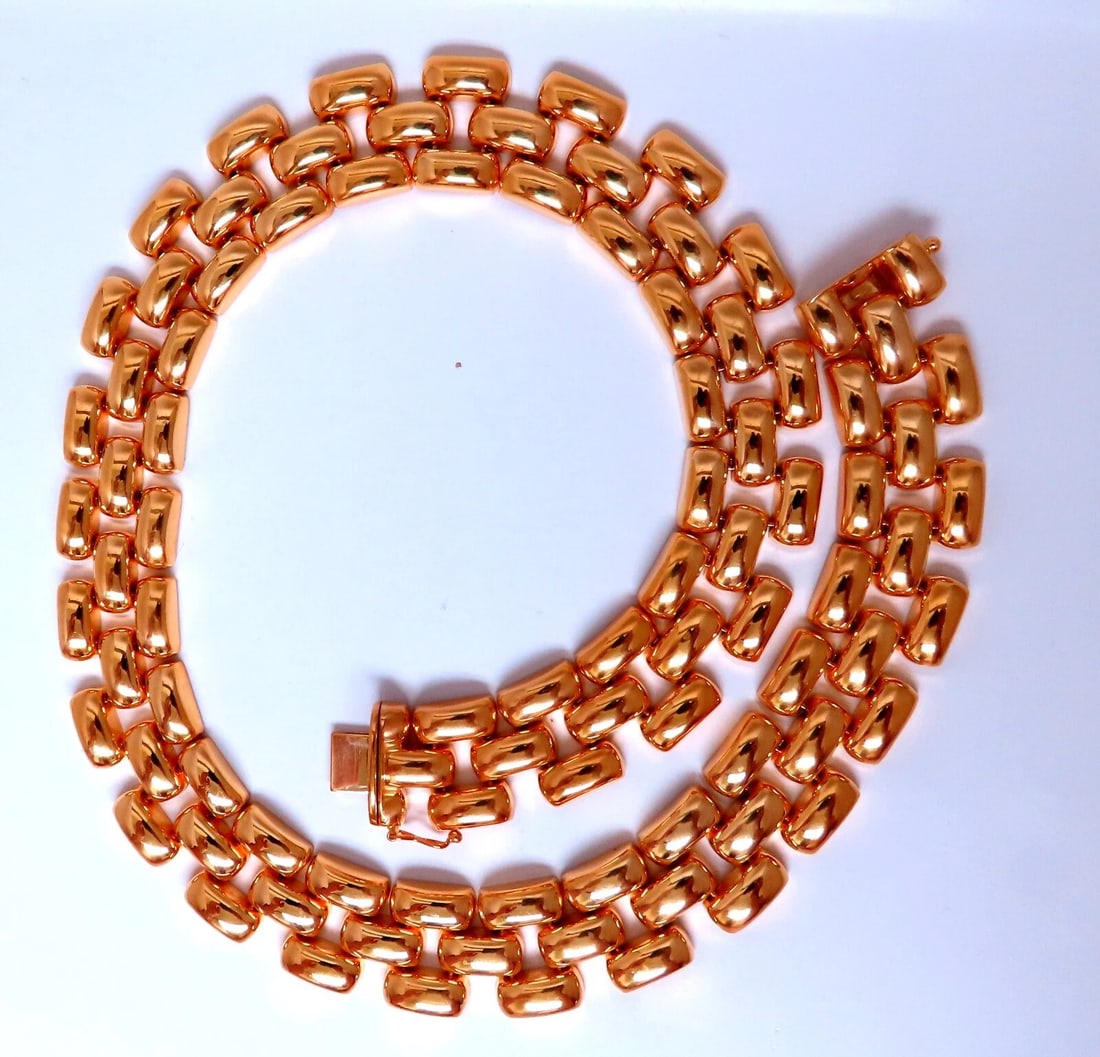 18.5mm Wide Classic Panther Link Necklace 14kt gold 74 grams** (1 of 6)