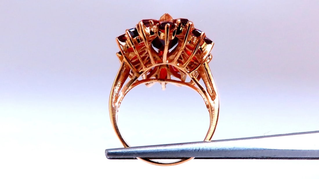 7ct Natural Garnet Cluster Ring 14kt Gold - 3