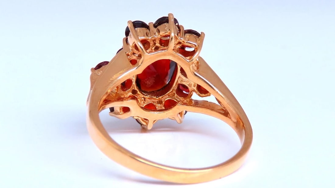 3ct Natural Garnet Cluster Ring 14kt Gold - 4