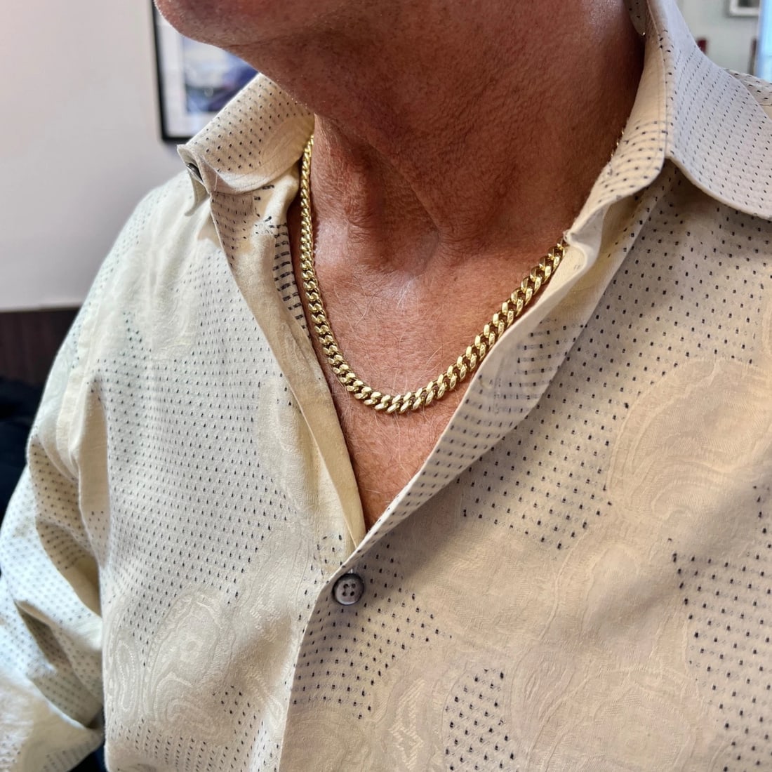 Long Curb Cuban Chain Necklace 14K Yellow Gold, 24.5 Inches, 6.8 mm, 32.05 Grams - 7