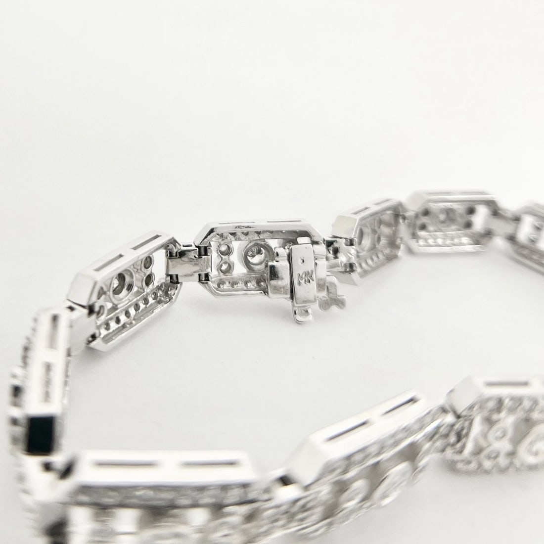 Vintage Art-Deco Style Diamond Bracelet 14K White Gold, 3.15 CTW, 19.61 Grams - 7