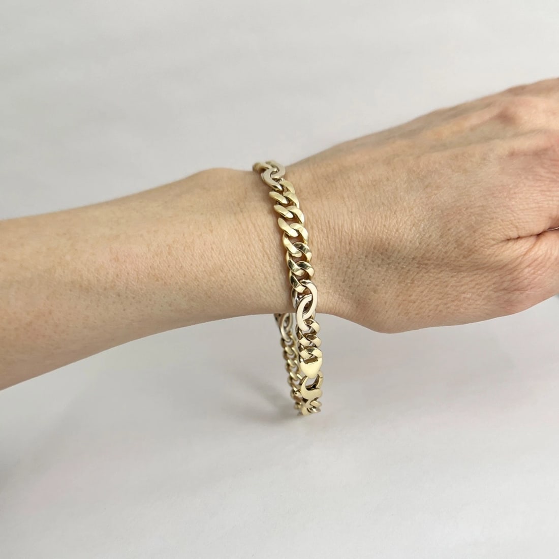 Men's Italian Curb Cuban Chain Bracelet 18K Yellow Gold, 8.25 Inches, 31.91 Gram - 7