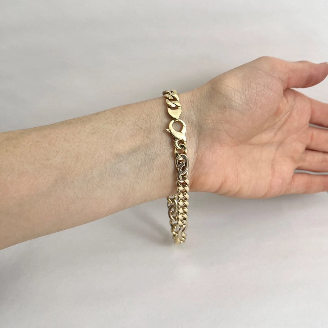 Men's Italian Curb Cuban Chain Bracelet 18K Yellow Gold, 8.25 Inches, 31.91 Gram - 8