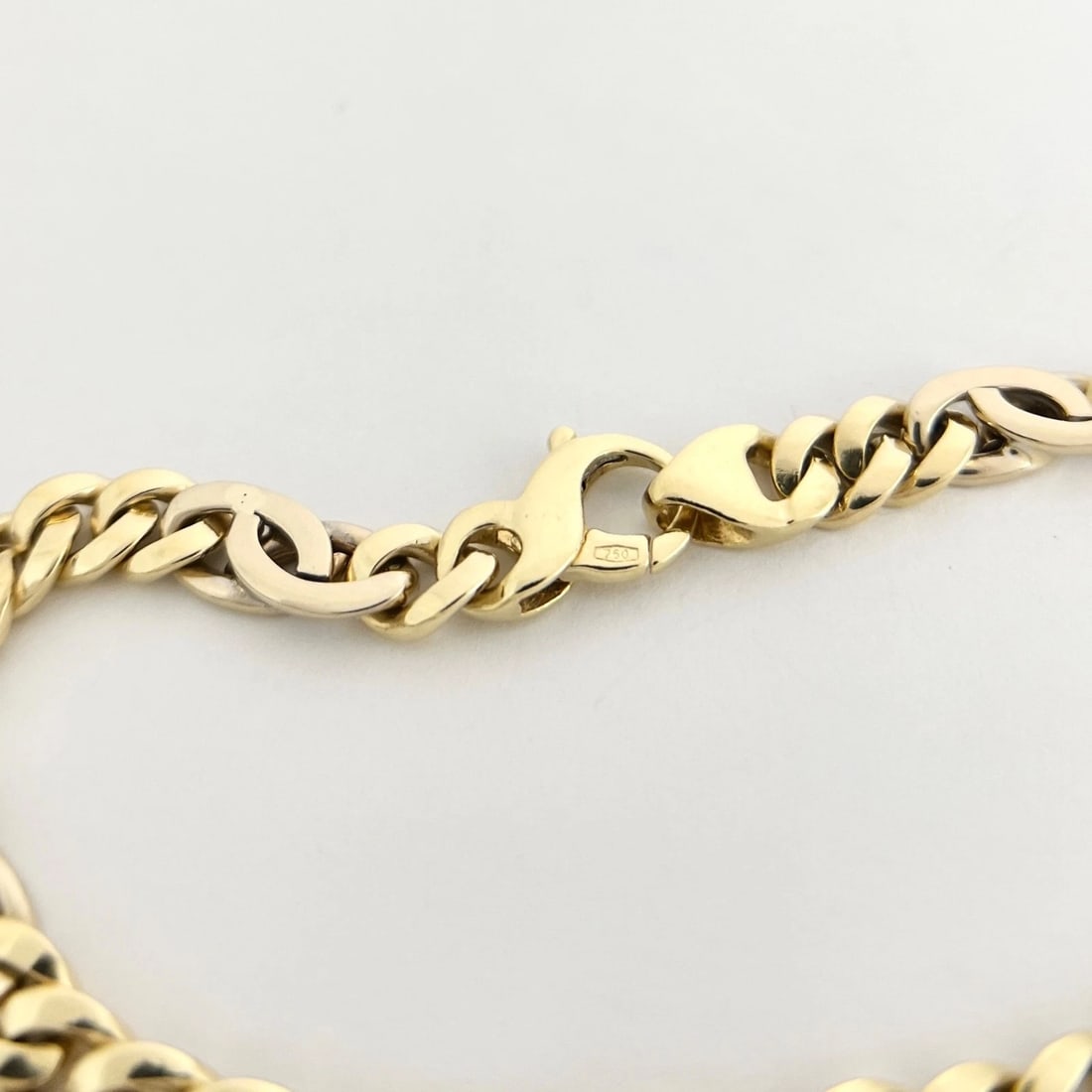 Men's Italian Curb Cuban Chain Bracelet 18K Yellow Gold, 8.25 Inches, 31.91 Gram - 9