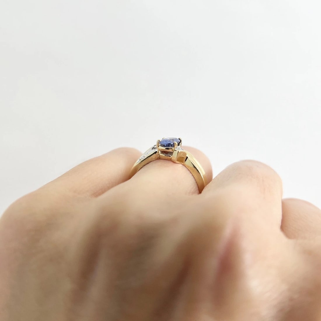 Blue Tanzanite Diamond Statement Ring 14K Yellow Gold, 3.67 Grams - 4