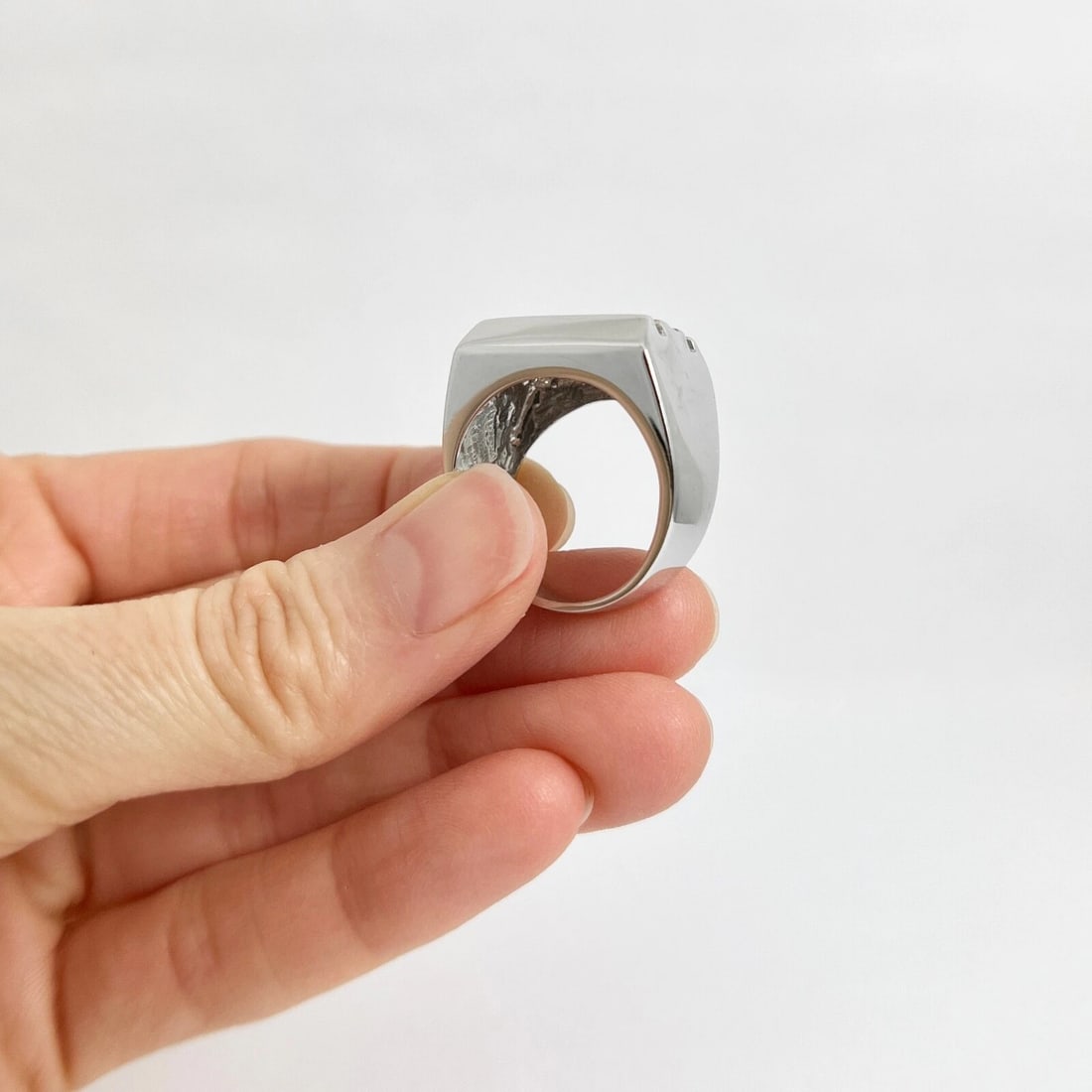 Men's Flat Top Baguette Round Diamond Channel-Set Ring 18K White Gold, 16.75 Gr - 6