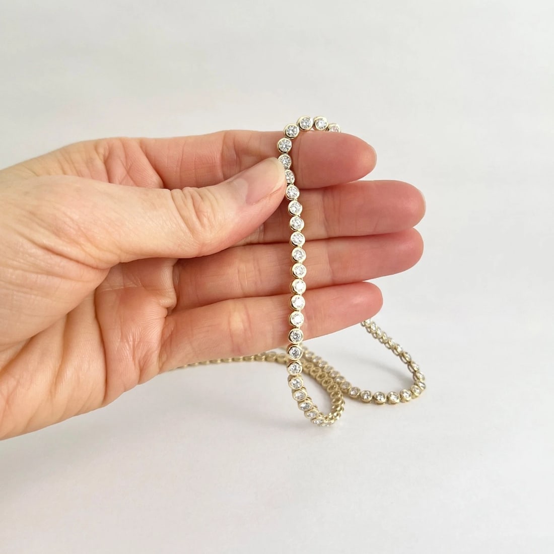 Round Diamond Bezel Tennis Necklace 14K Yellow Gold, 16 Inches, 9.18 CTW - 2