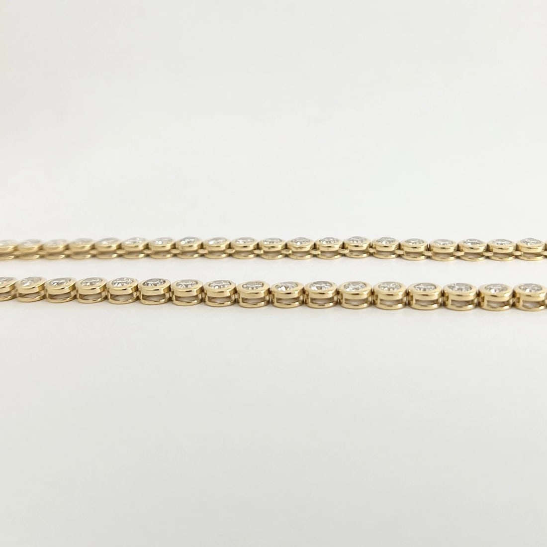 Round Diamond Bezel Tennis Necklace 14K Yellow Gold, 16 Inches, 9.18 CTW - 5