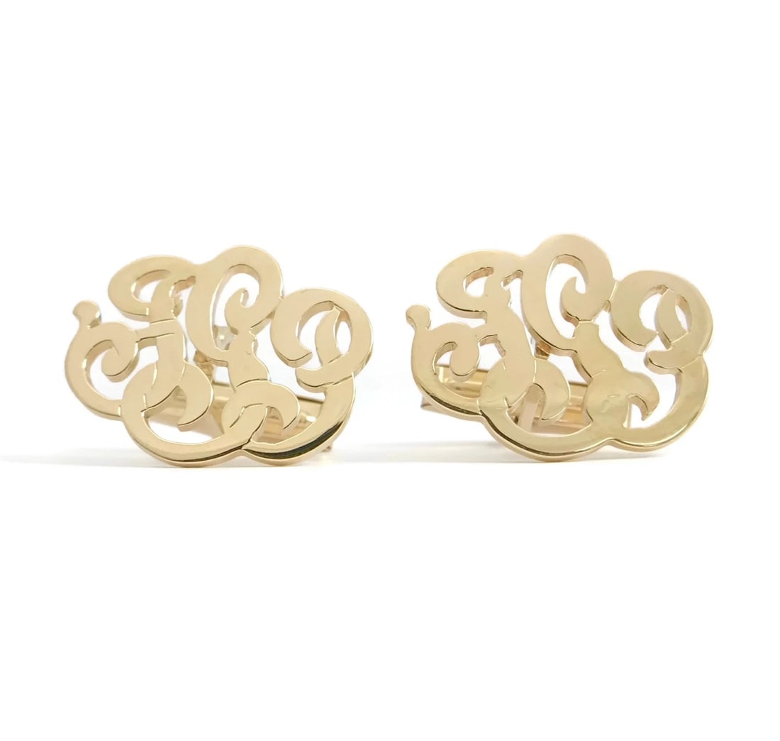 TGP FGP Monogram Initial 14K Yellow Gold Cufflinks, 19 mm, 11.93 Grams (1 of 7)