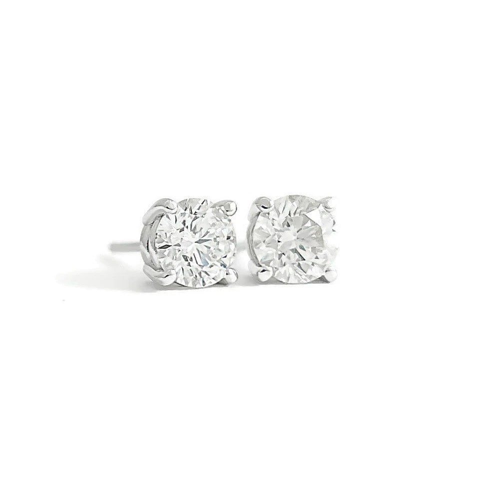 Round Diamond Stud Earrings 14K White Gold 4-Prong Basket, 1.01 CTW (1 of 4)