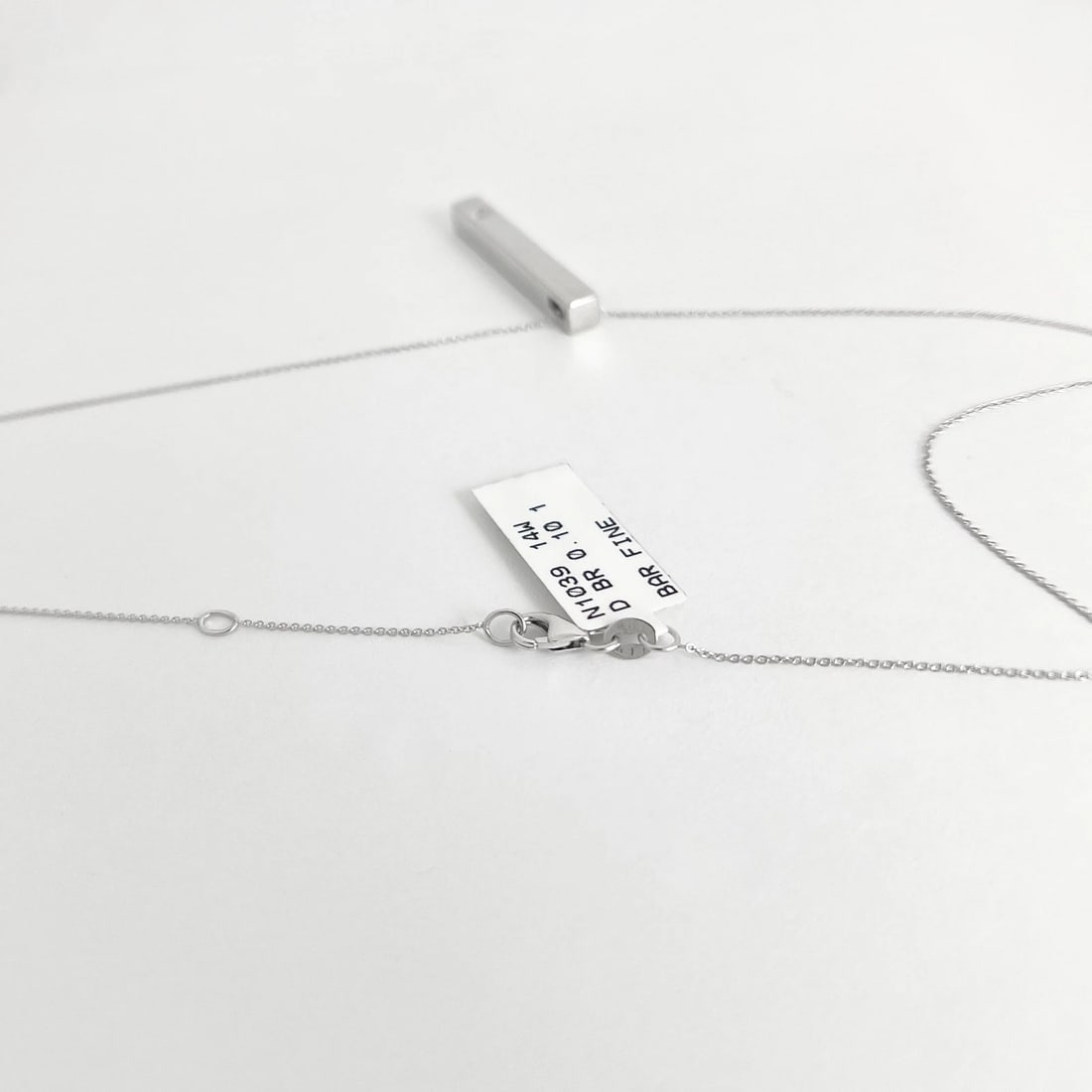 Diamond Drop Stick Bar Pendant Necklace 14K White Gold, .10 CT - 6