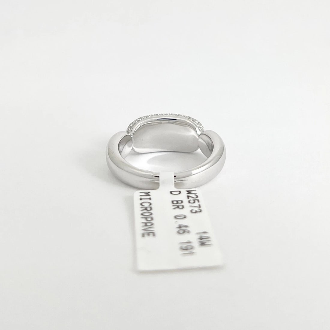 Pave Diamond Dome Bar Statement Band Ring 14K White Gold .46 CTW - 8