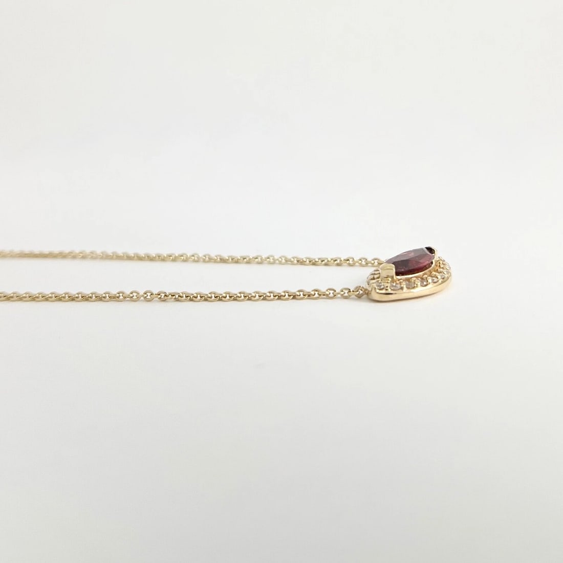 Marquise Garnet Diamond Halo Pendant Necklace 14K Yellow Gold, 1.38 CTW - 5