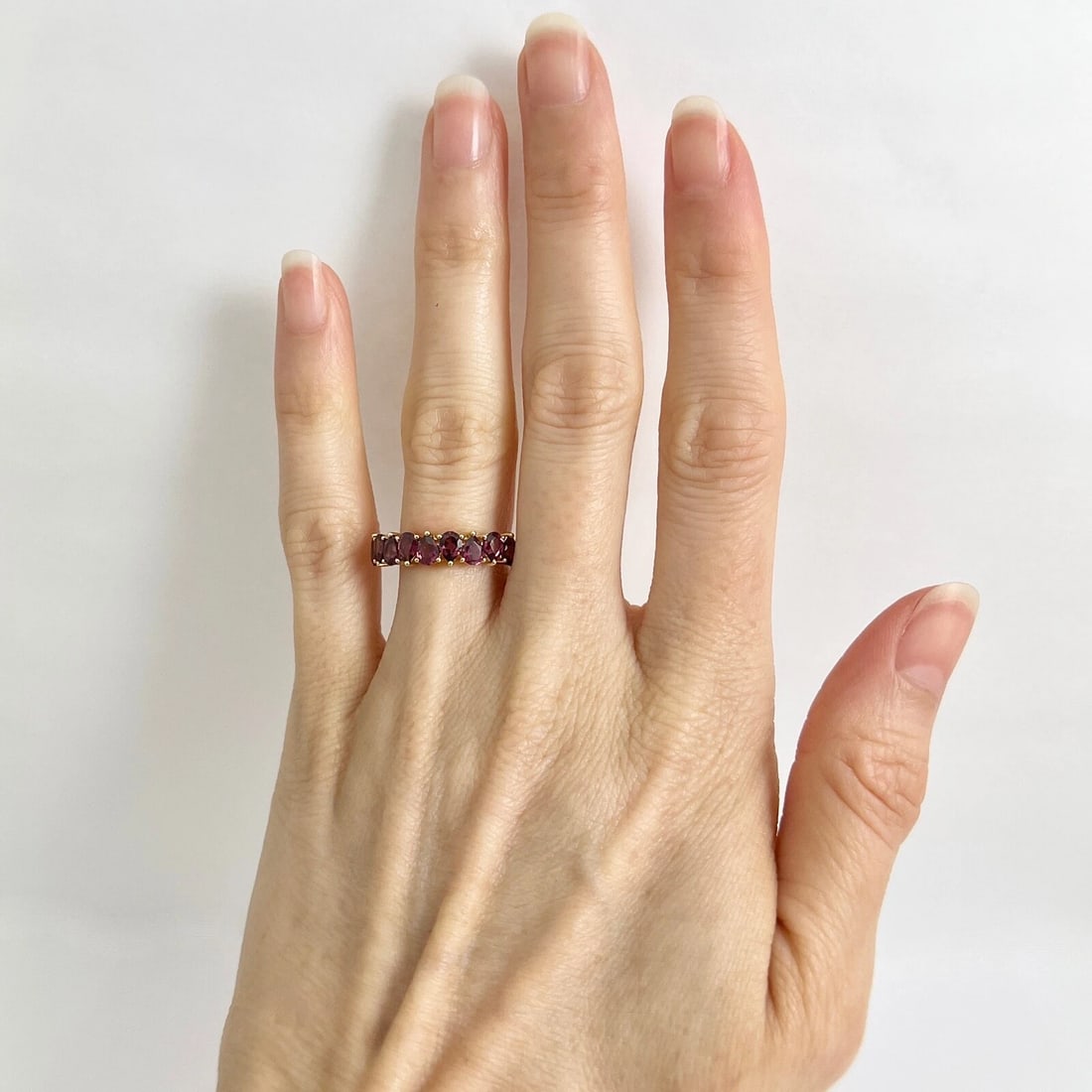 Pear Rhodolite Garnet Gemstone Band Ring 14K Yellow Gold, 1.67 CTW - 2