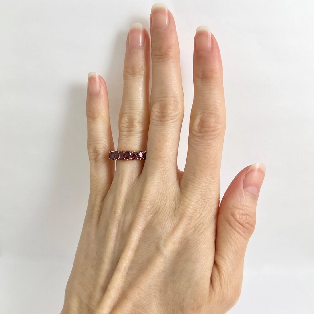 Pear Rhodolite Garnet Gemstone Band Ring 14K Yellow Gold, 1.67 CTW - 3