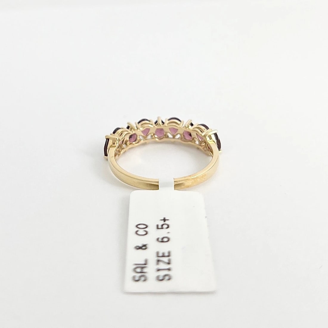 Pear Rhodolite Garnet Gemstone Band Ring 14K Yellow Gold, 1.67 CTW - 7