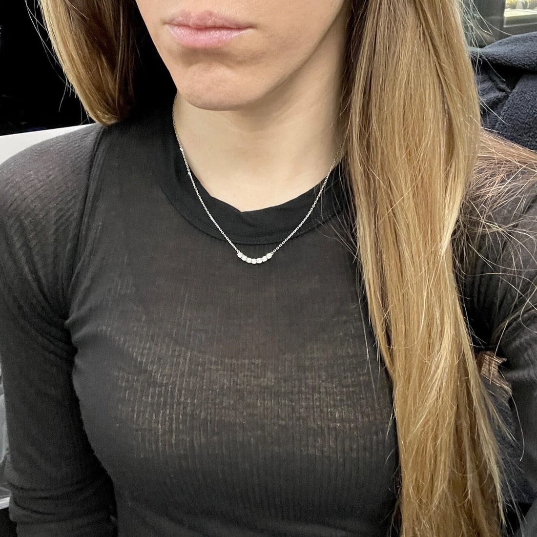 Curved Diamond Flexible Smile Bar Pendant Necklace 14K White Gold, .71 CTW - 4