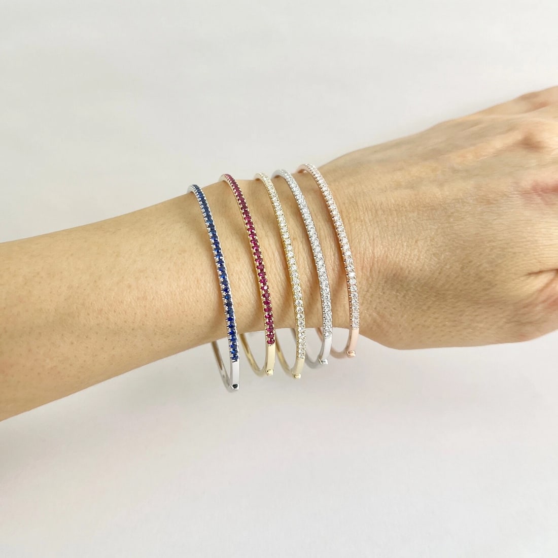 Thin Ruby Gemstone Bangle Bracelet 14K Yellow Gold, 1.05 CTW - 6