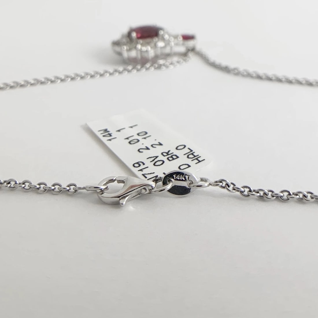 Oval Pink Tourmaline Diamond Halo Pendant Necklace 14K White Gold, 4.11 CTW - 10