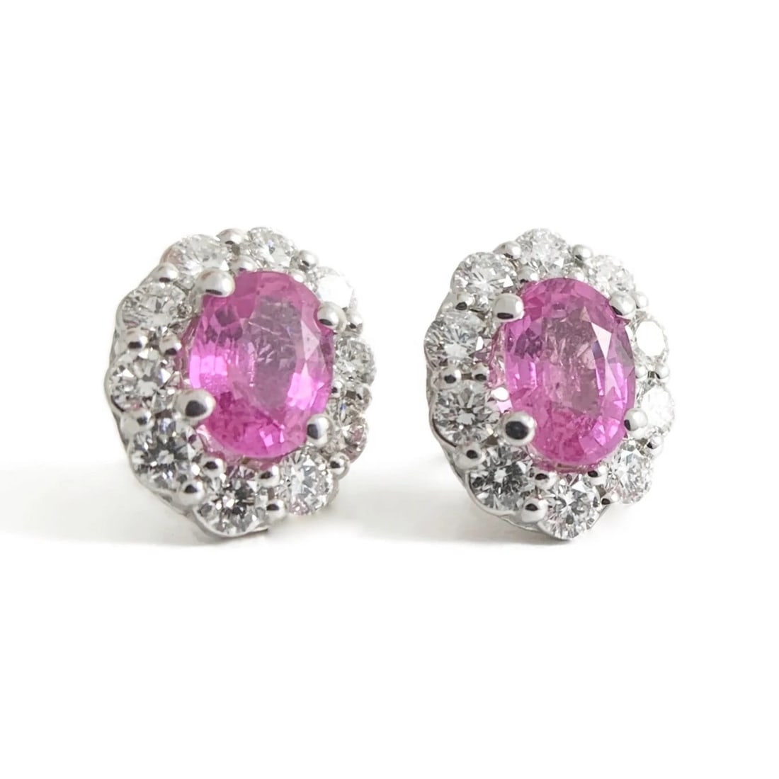 Oval Pink Sapphire Diamond Halo Stud Earrings 14K White Gold, 2.80 CTW, 2.88 Gr: Title: Oval Pink Sapphire Diamond Halo Stud Earrings 14K White Gold, 2.80 CTW, 2.88 Gr Description: Oval Pink Sapphire Diamond Halo Stud Earrings 14K White Gold, 2.80 CTW, 2.88 Gr These are beautiful