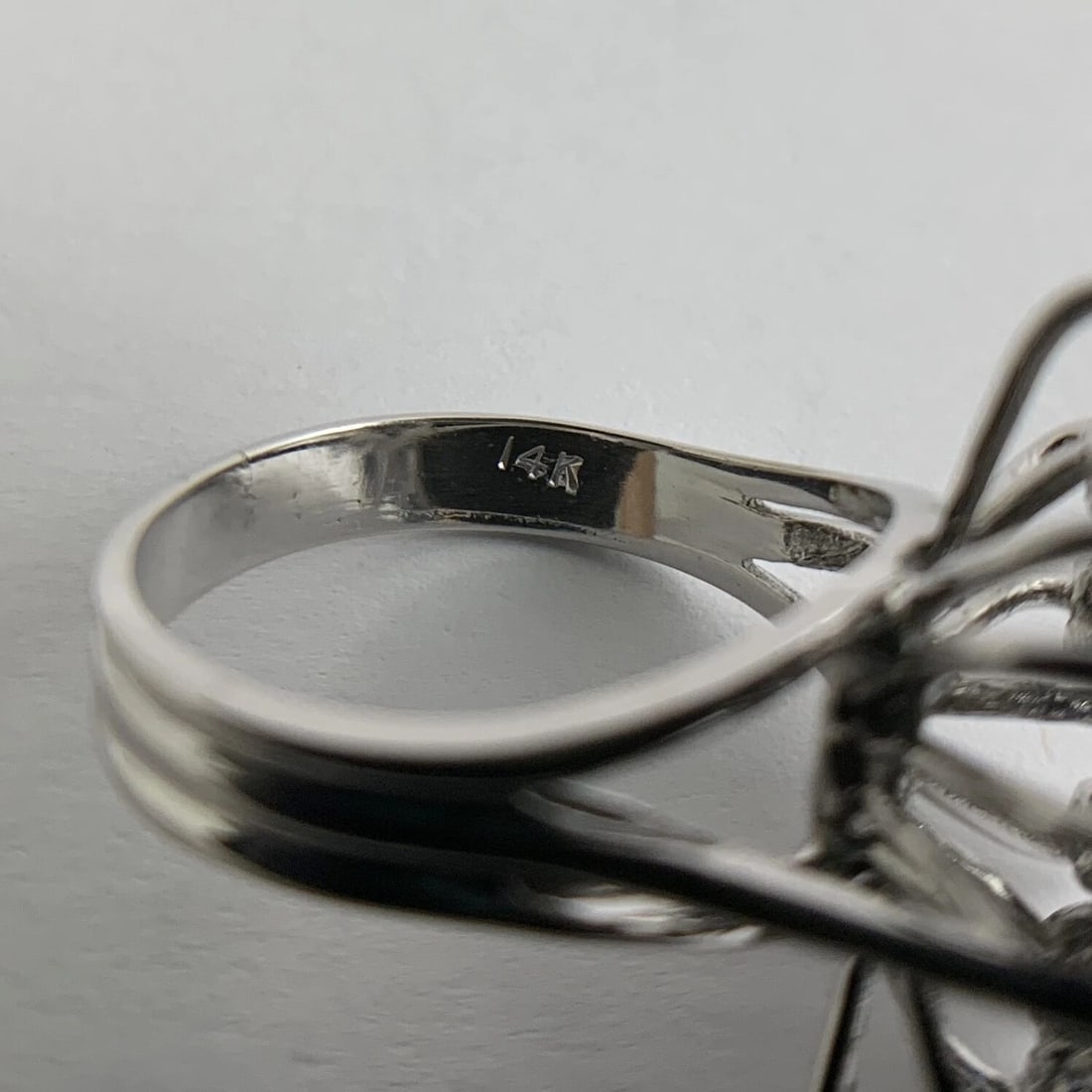 Blue Sapphire Diamond Cluster Cocktail Ring 12K White Gold, 2.02 CTW, 6.24 Grams - 11