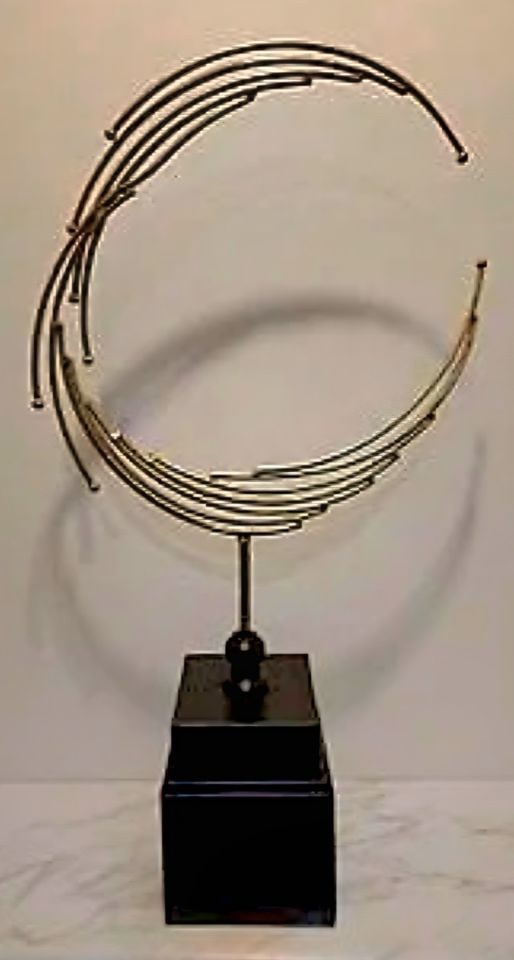 Vintage Organic Abstract Modernist Bronze or Brass Sculpture on 5" Square Ceramic Base. 20"h: Title: Vintage Organic Abstract Modernist Bronze or Brass Sculpture on 5" Square Ceramic Base. 20"h Description: Vintage Organic Abstract Modernist Bronze or Brass Sculpture on 5" Square Ceramic Base.