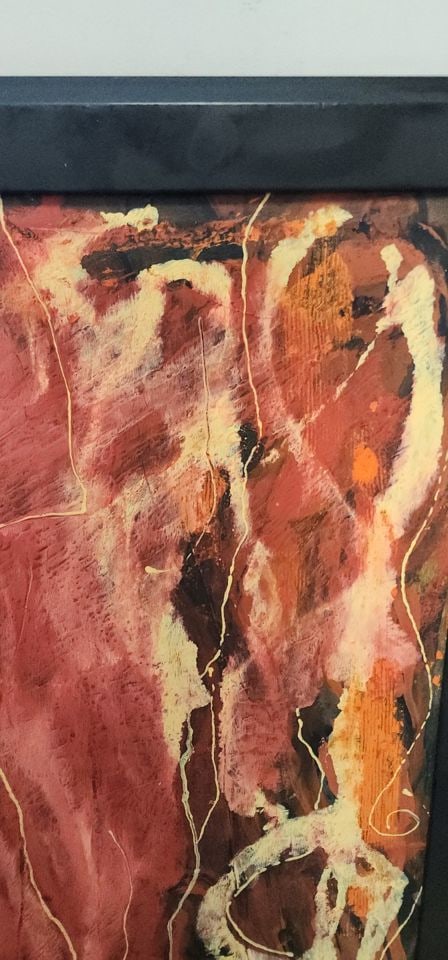 Dramatic mid-century surreal abstract expressionist oil painting w/ strong figural imagery. 24 x 36" - 4