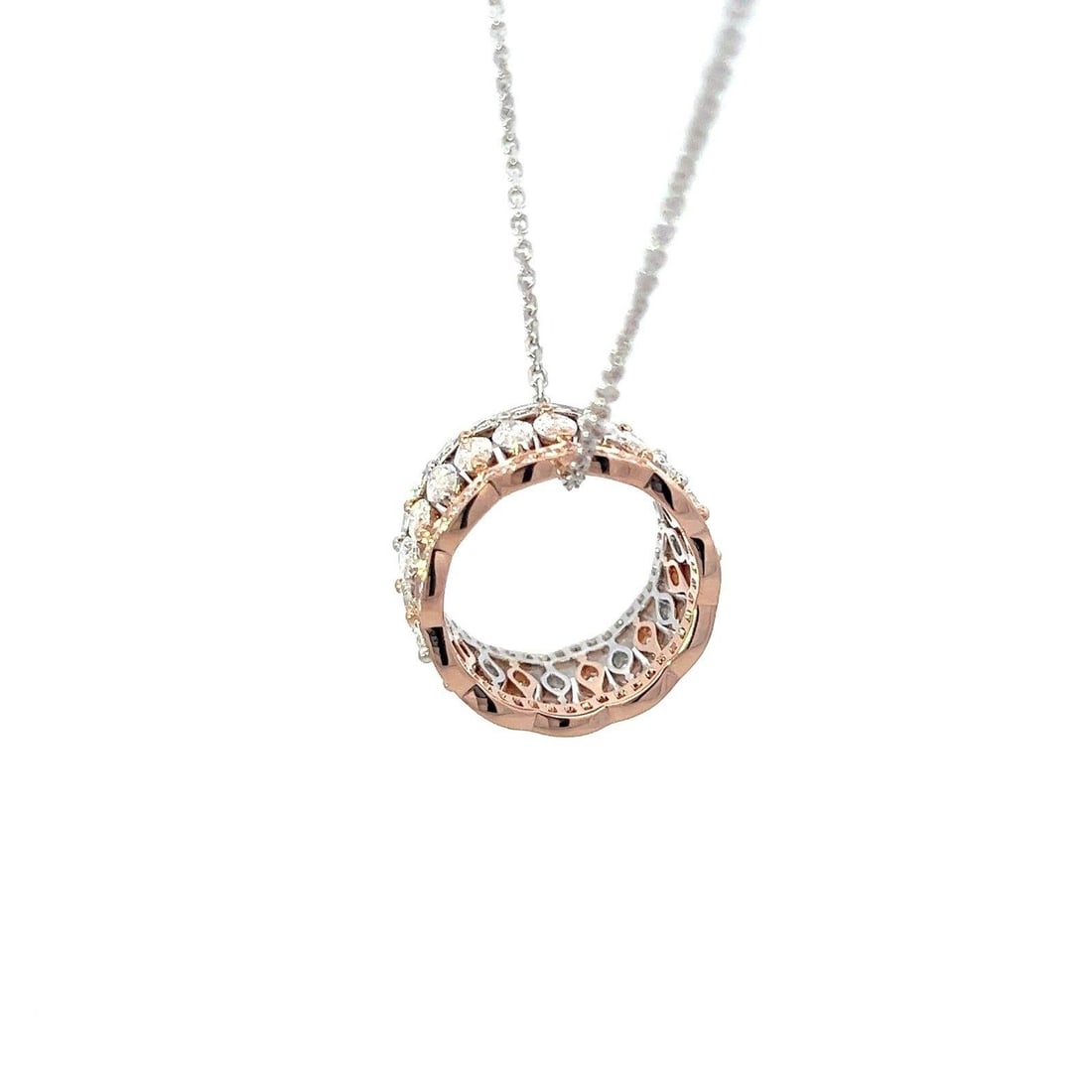 Classic Diamond 18K Yellow White Gold Necklace - 12