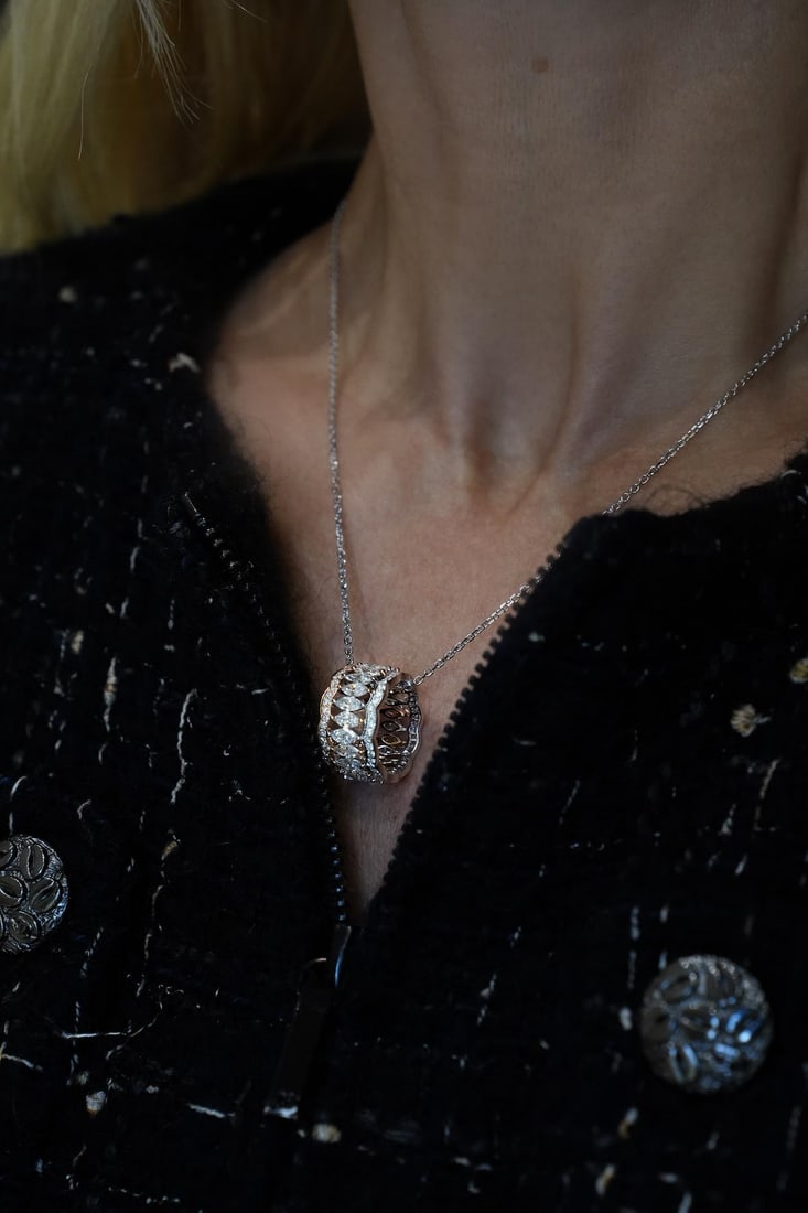 Classic Diamond 18K Yellow White Gold Necklace - 4