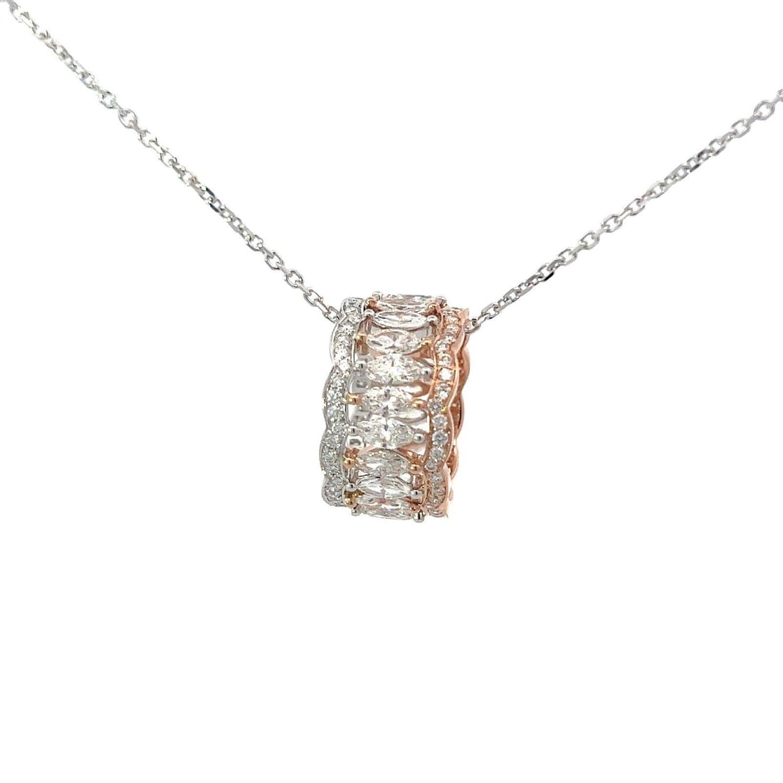 Classic Diamond 18K Yellow White Gold Necklace - 6