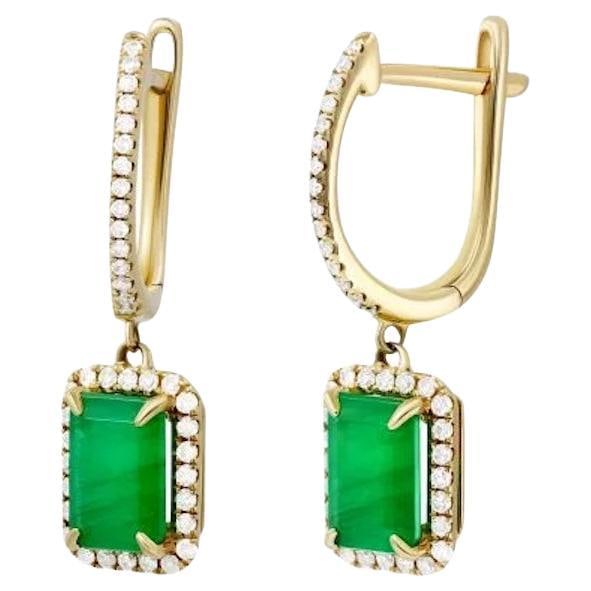 Lever-Back Diamond Emerald Yellow 14k Gold Earrings for Her (1 of 5)