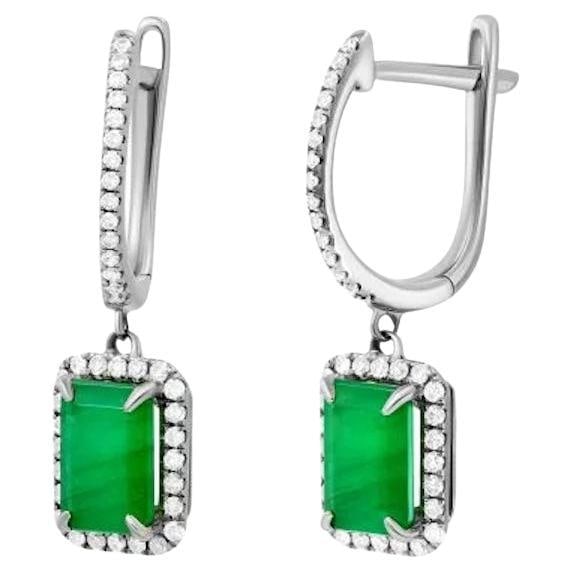 Lever-Back Diamond Emerald Yellow 14k Gold Earrings for Her - 2