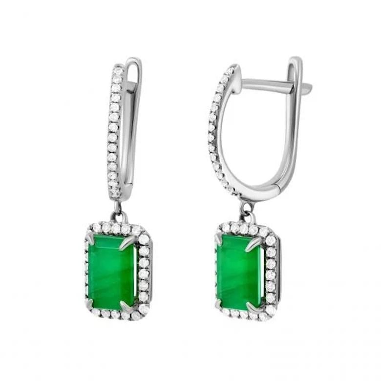 Lever-Back Diamond Emerald Yellow 14k Gold Earrings for Her - 3