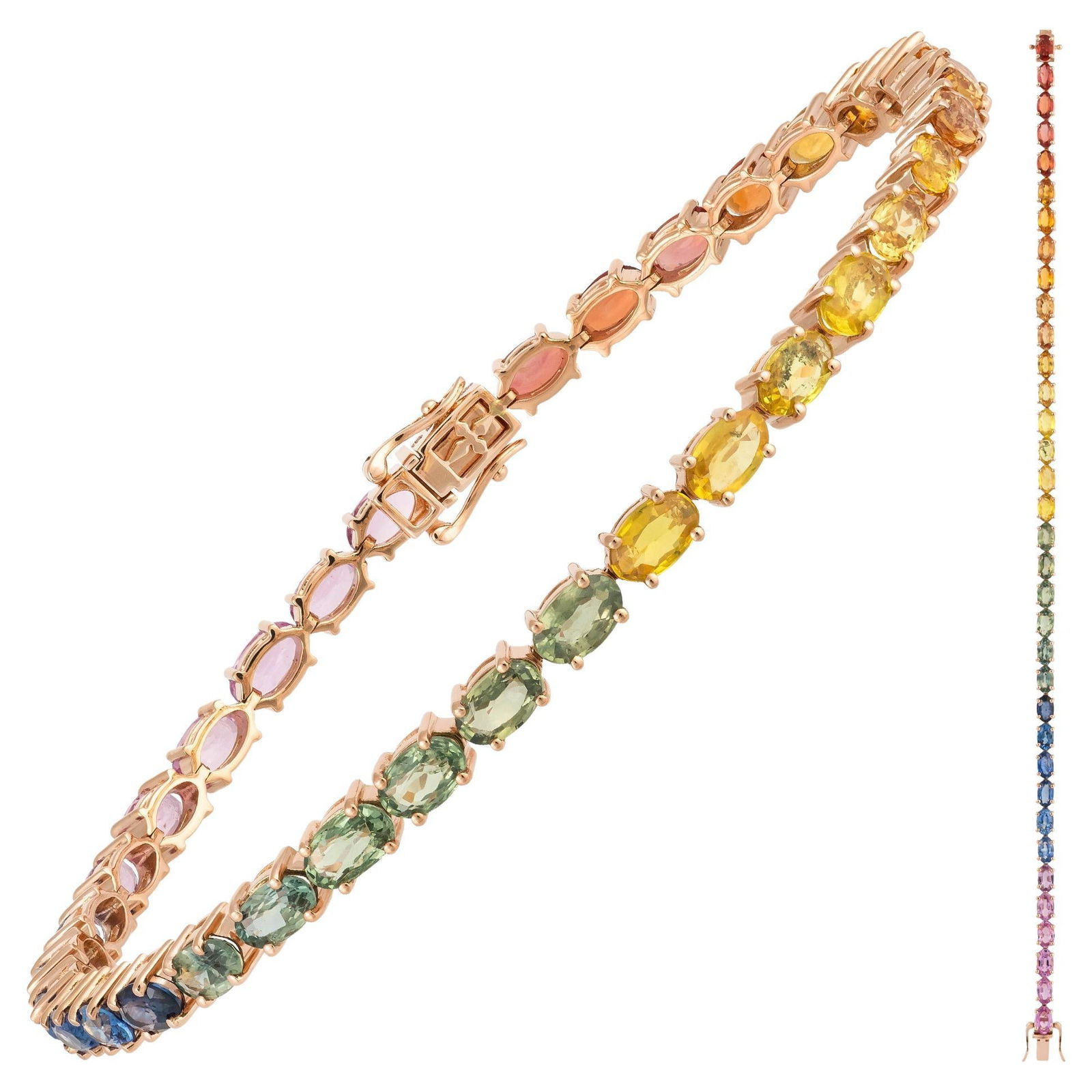 Unique Pink Gold 18K Multi Sapphires Bracelet Diamond for Her: Title: Unique Pink Gold 18K Multi Sapphires Bracelet Diamond for Her Description: BRACELET 18K Pink Gold Multi Sapphire 10.92 Cts/35 Pcs Reserve: $1,663.00 Shipping:Domestic: Flat-rate of