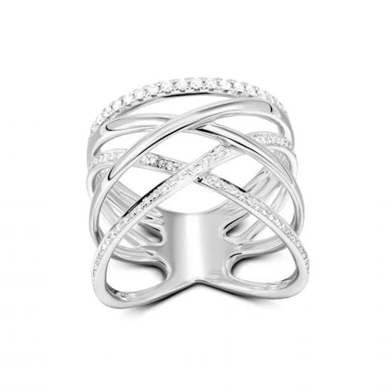 Classic Wide Diamond White Gold Exclusive Ring for Her - 8