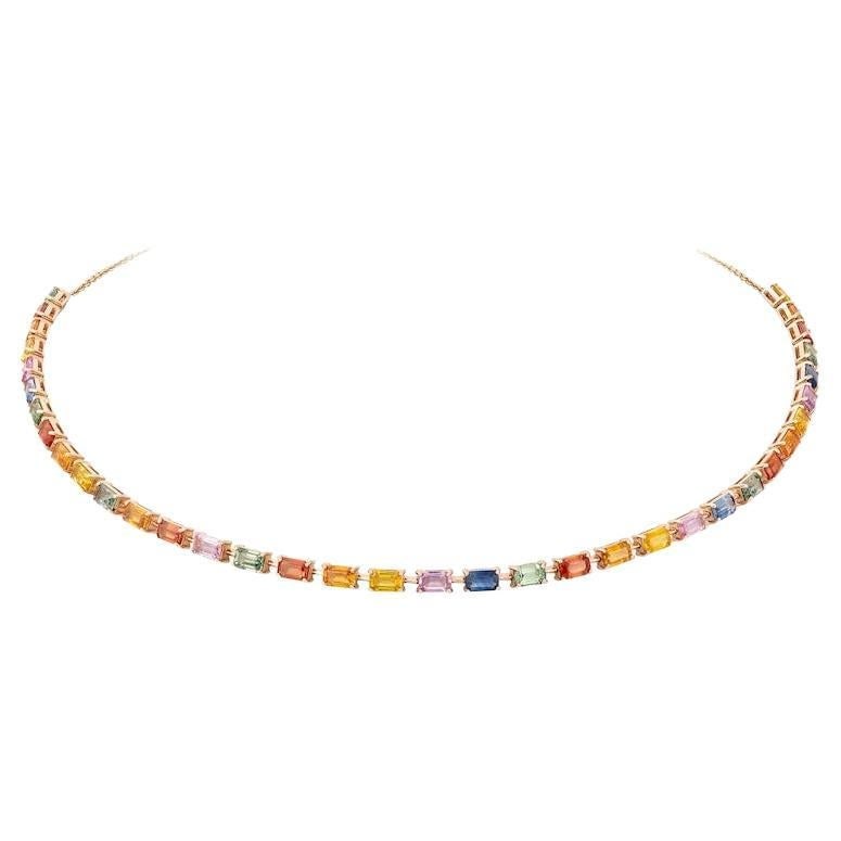 Magnificent Multi Sapphire Fine Jewellery Rose Gold Tennis Choker - 4