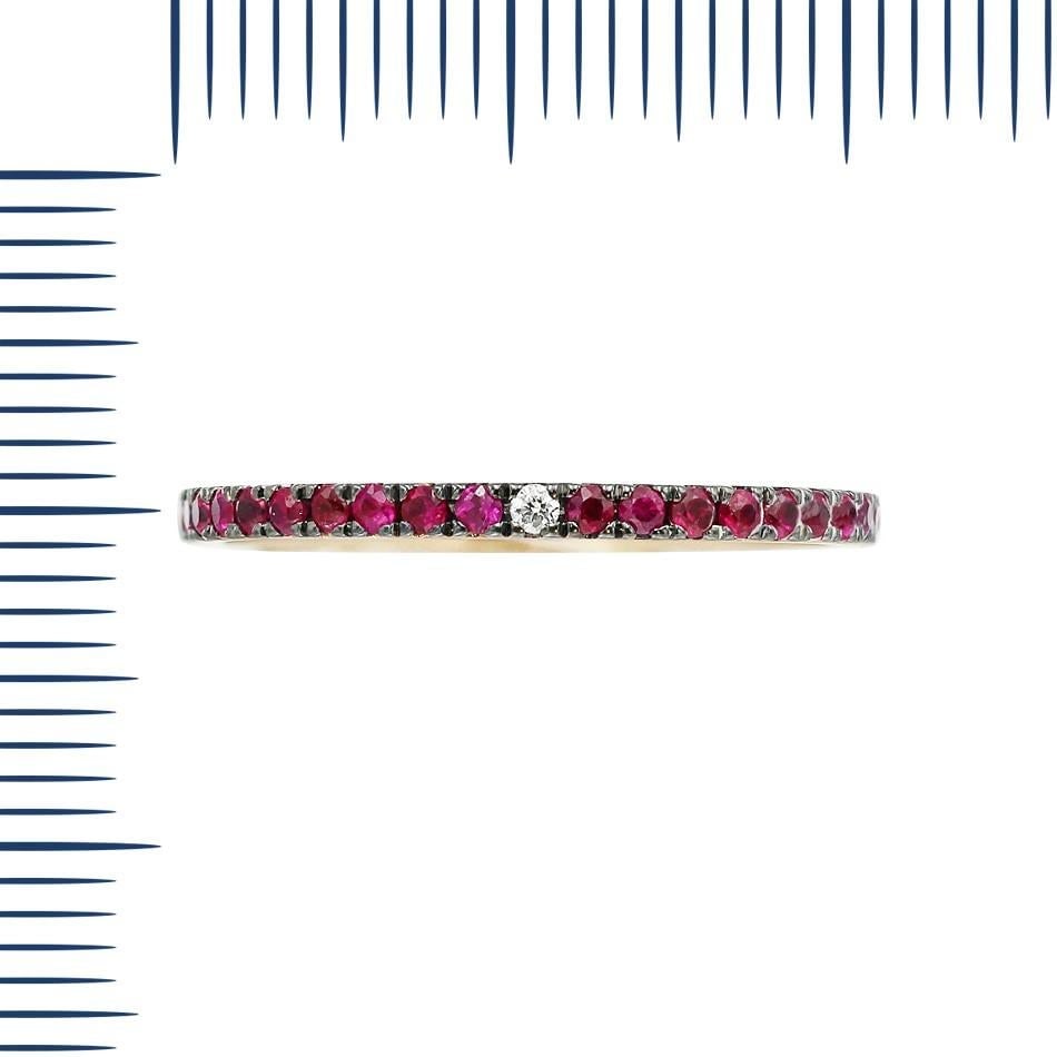 Fancy Ruby Diamond Yellow Gold Ring - 11