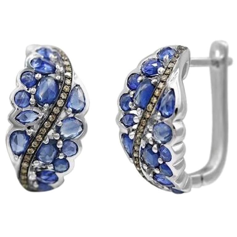 Original Natkina Blue Sapphire Diamond Lever-Back Earrings for Her: Title: Original Natkina Blue Sapphire Diamond Lever-Back Earrings for Her Description: Earrings White Gold 14 K (Matching Ring Available) Diamond 76-RND 57-0,47carats-4/6 Blue Sapphire Weight 7.55