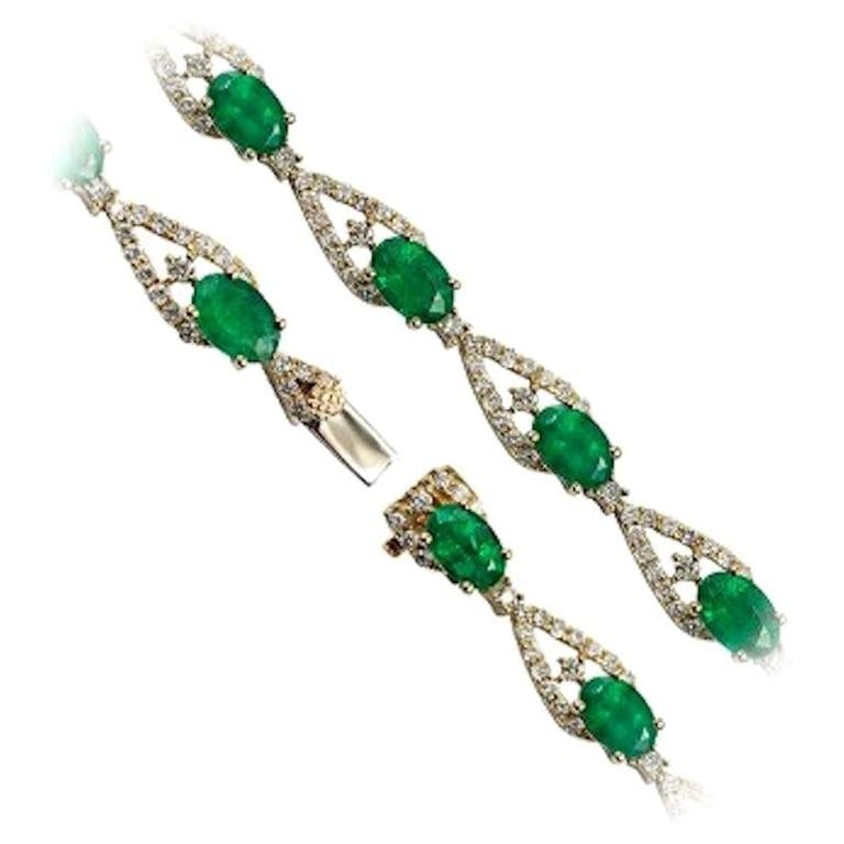 Magnificent Green Emerald Diamond Fine Jewellery Yellow Gold Tennis Bracelet (1 of 5)