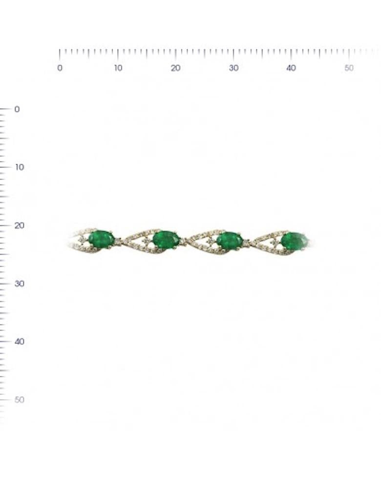Magnificent Green Emerald Diamond Fine Jewellery Yellow Gold Tennis Bracelet - 2