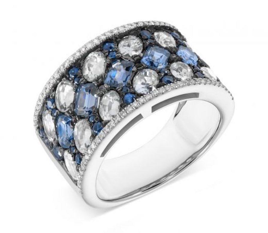 Original Natkina Blue Sapphire White Diamond Elegant Ring for Her - 16