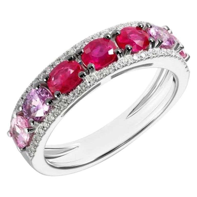 Original Natkina Red Ruby Pink Sapphire Diamond White Gold Ring Her (1 of 3)