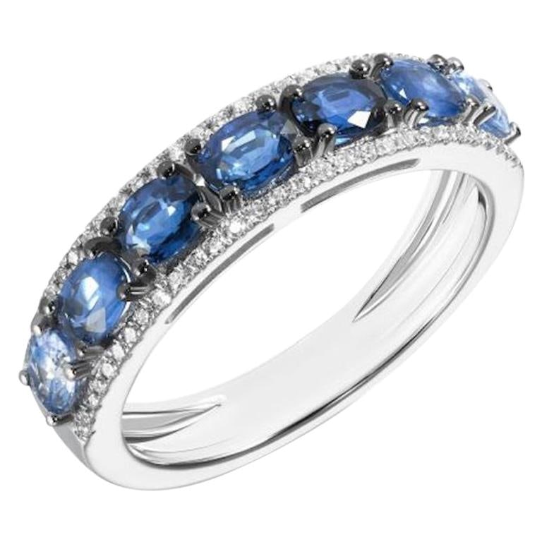 Original Natkina Blue Sapphire Diamond Ring for Her: Title: Original Natkina Blue Sapphire Diamond Ring for Her Description: Ring White Gold 14 K (Matching Earrings Available) Diamond 76-RND 57-0,47-4/6 Blue Sapphire Weight 3.90 grams Size 17.2 With a
