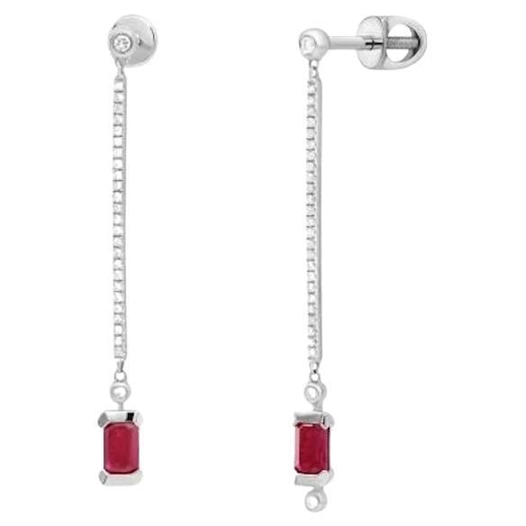 Dangle Diamond Ruby White 14k Gold Earrings for Her - 13