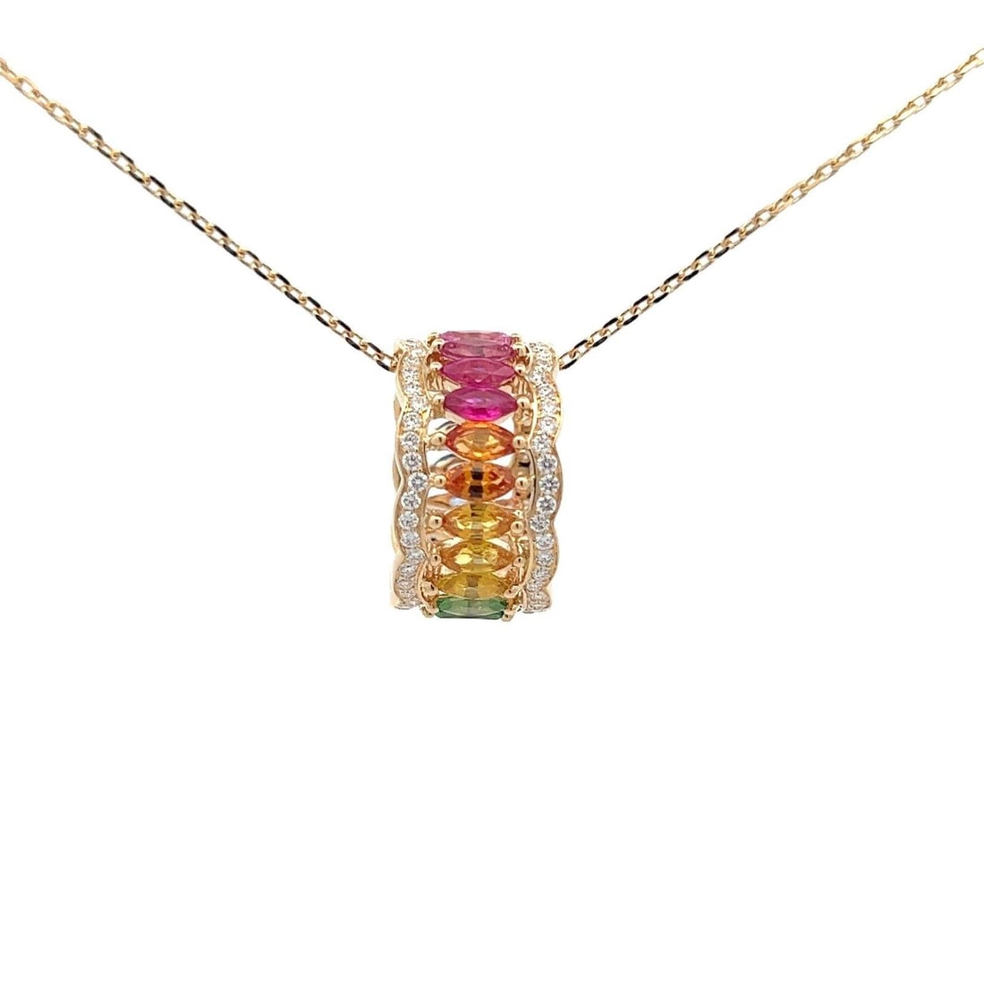 Rainbow Multi Sapphires 18K Yellow Gold Necklace: Title: Rainbow Multi Sapphires 18K Yellow Gold Necklace Description: Indulge in luxury with our "Timeless Treasure" ���� 18K Gold Exclusive Necklace. �� Globa