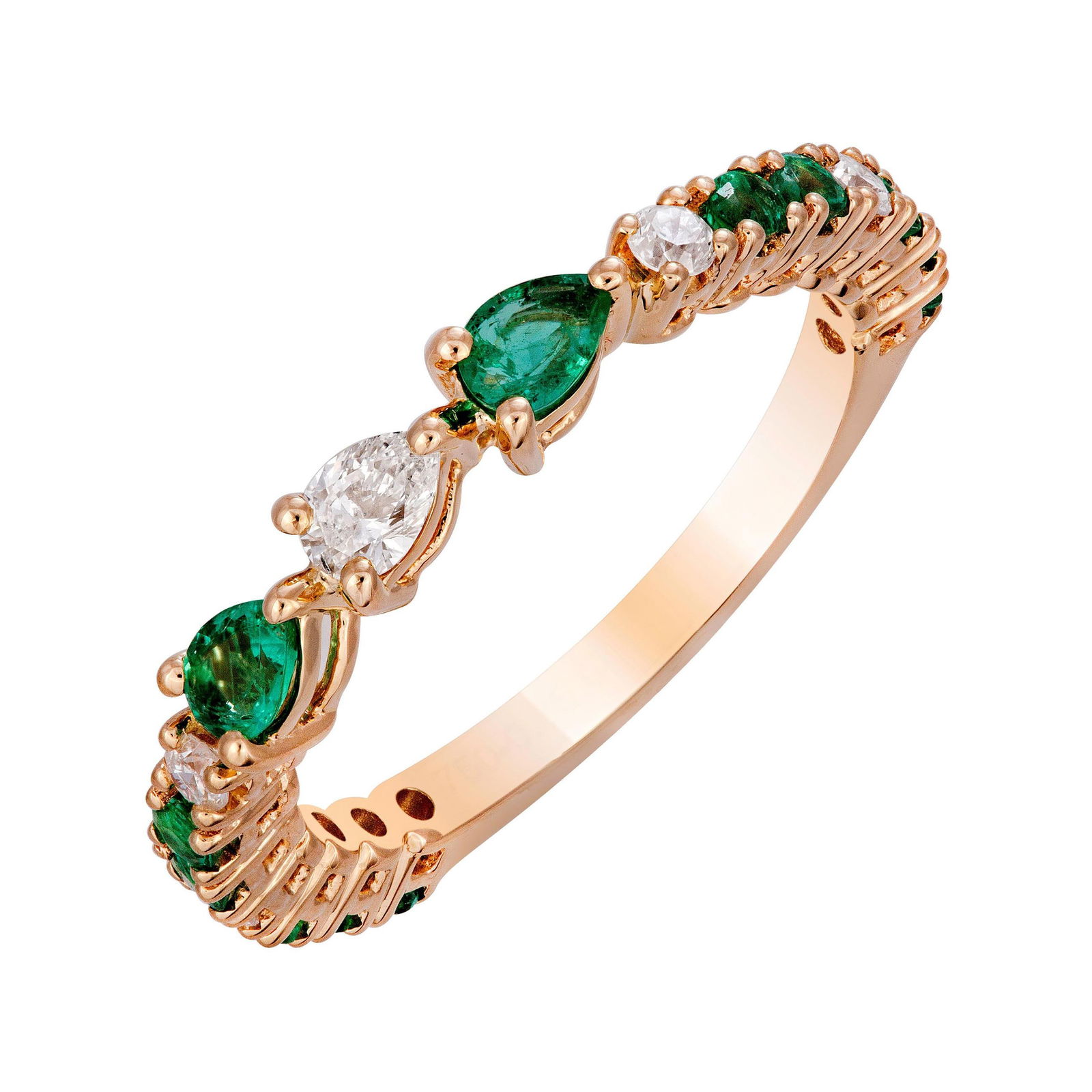 Modern Emerald Diamond Yellow Gold 18k Ring for Her (1 of 4)