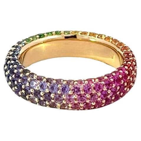 Multi Sapphires Band Diamond 18K Yellow Gold Exclusive Ring: Title: Multi Sapphires Band Diamond 18K Yellow Gold Exclusive Ring Description: Indulge in luxury with our "Timeless Treasure" 18K White Gold Exclusive Ring. Global delivery and quality assurance awai