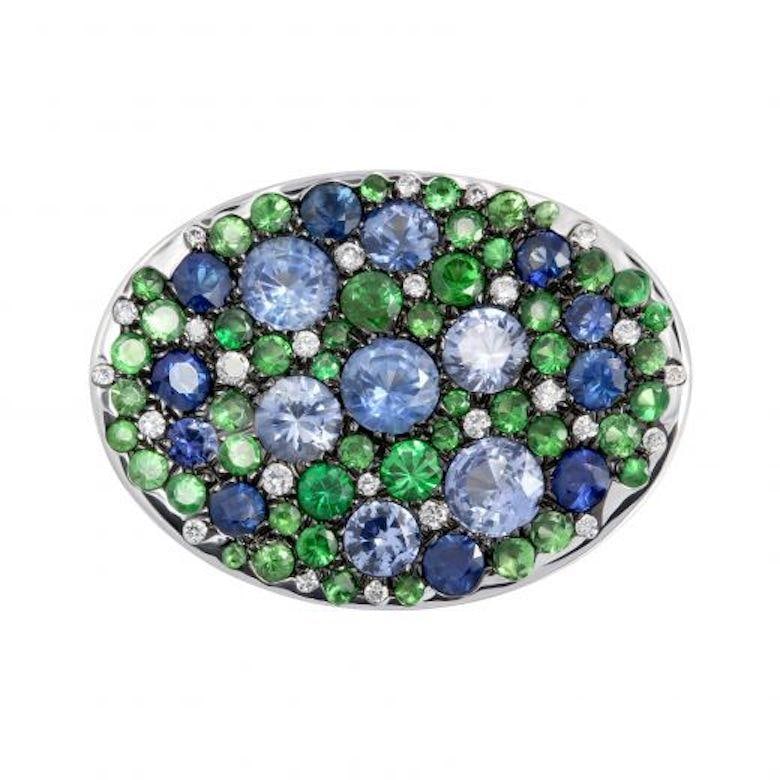 Creative Natkina Blue Sapphire Tsavorite Diamond Designer Ring for Her - 4